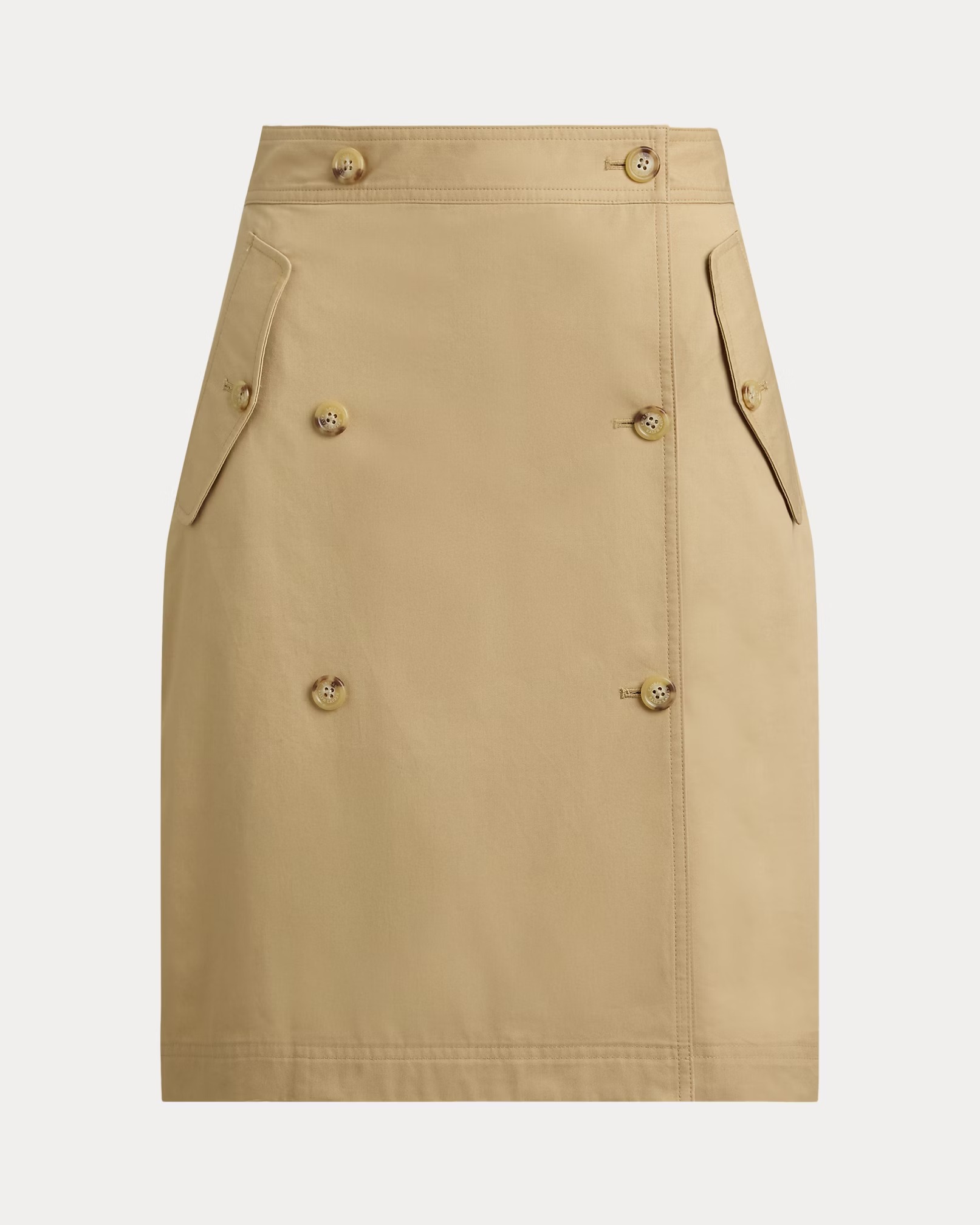 Lauren Ralph Lauren, Double-Breasted Cotton Twill Wrap Skirt