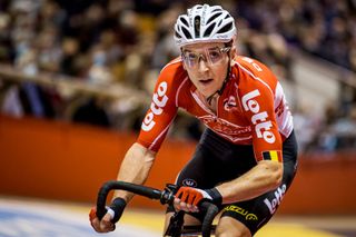 Belgian Jasper De Buyst of Lotto Soudal pictured in action during the first day of the Zesdaagse VlaanderenGent sixday indoor cycling race at the indoor cycling arena t Kuipke Tuesday 16 November 2021 in Gent This years edition takes place from November 16th until November 21st BELGA PHOTO JASPER JACOBS Photo by JASPER JACOBSBELGA MAGAFP via Getty Images