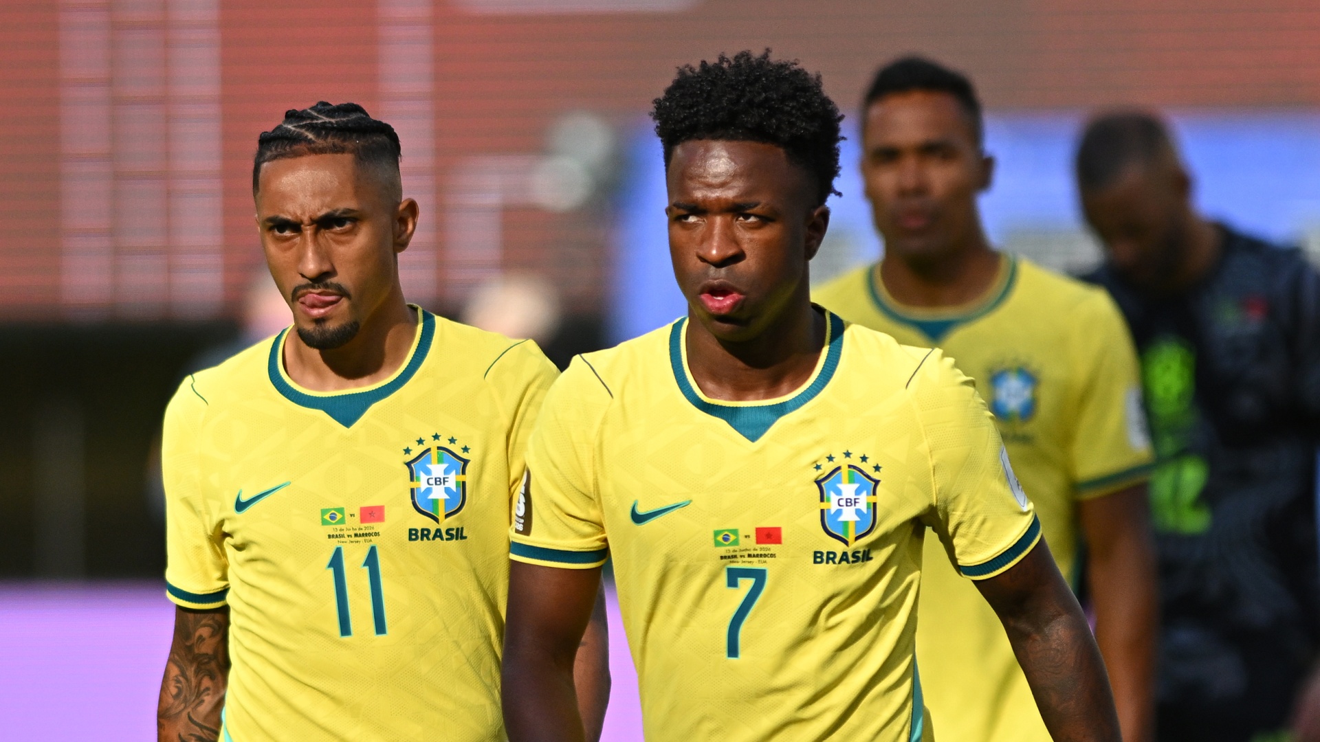 Brazil's Raphinha and Vinicius Junior at World Cup 2026