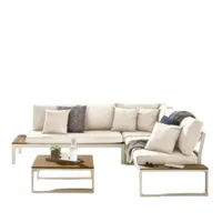 Furniturebox Dubai 6 Seater Outdoor Corner Sofa with Wood-Effect Tables