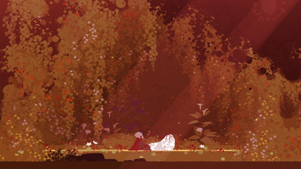 Alba and Neva resting together in the fall.