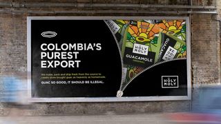 A billboard advertisement that reads "Columbia's finest export"