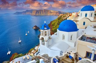 Photo of Fira town on Santorini island, Greece.