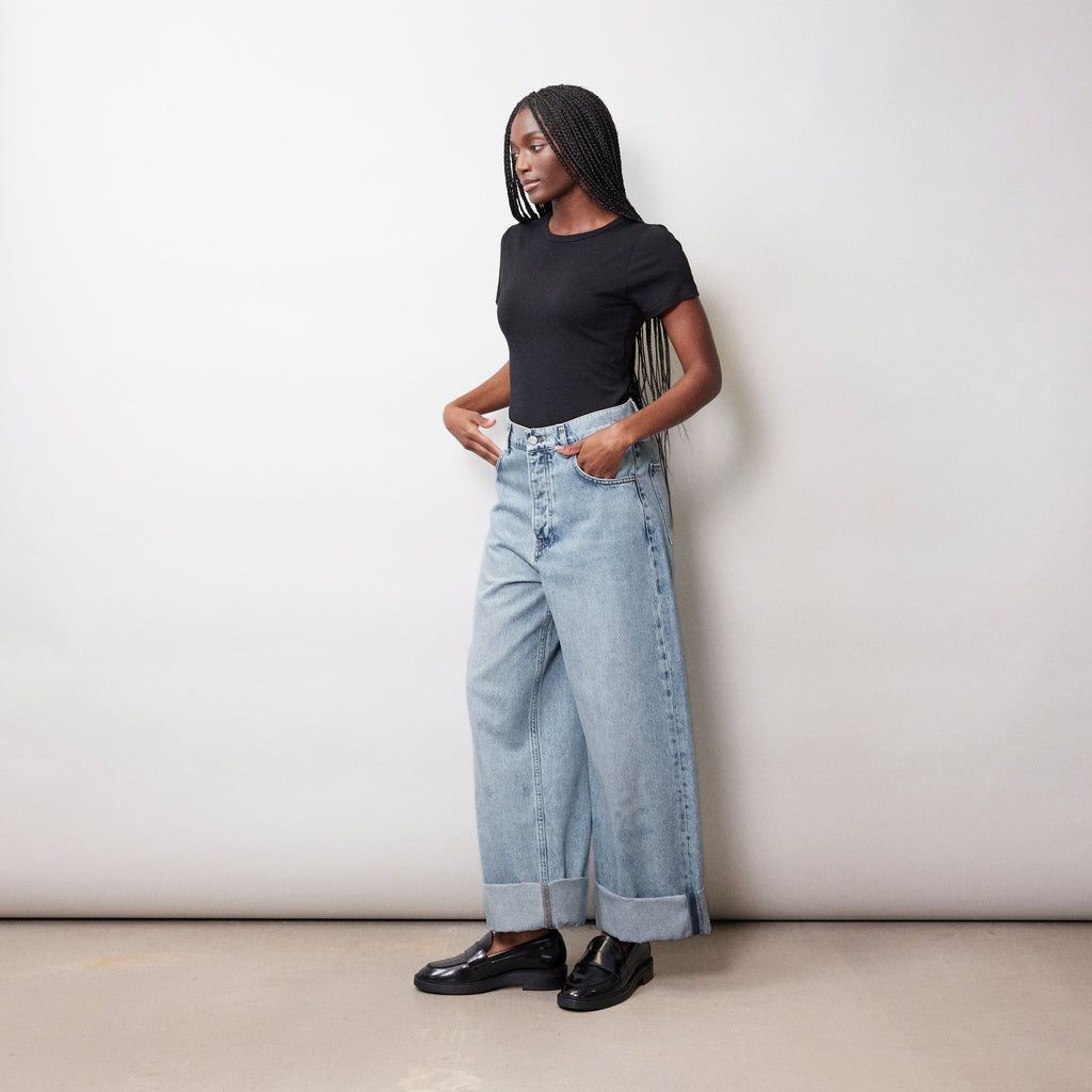 Light Wash Turn Up Jeans