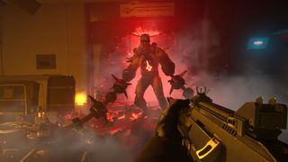 A player holding a gun towards a monster in the new game Killing Floor 3.