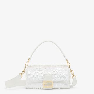 Baguettewhite Sequin and Leather Bag