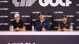 Matthew Wolff, Bryson DeChambeau and Abraham Ancer speak to the media before the second LIV Golf Invitational Series tournament
