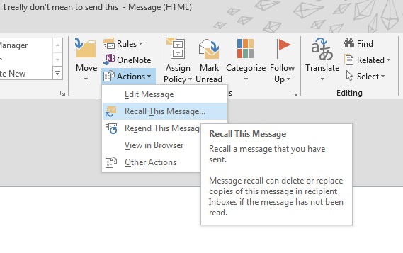 3 outlook recall sent messa