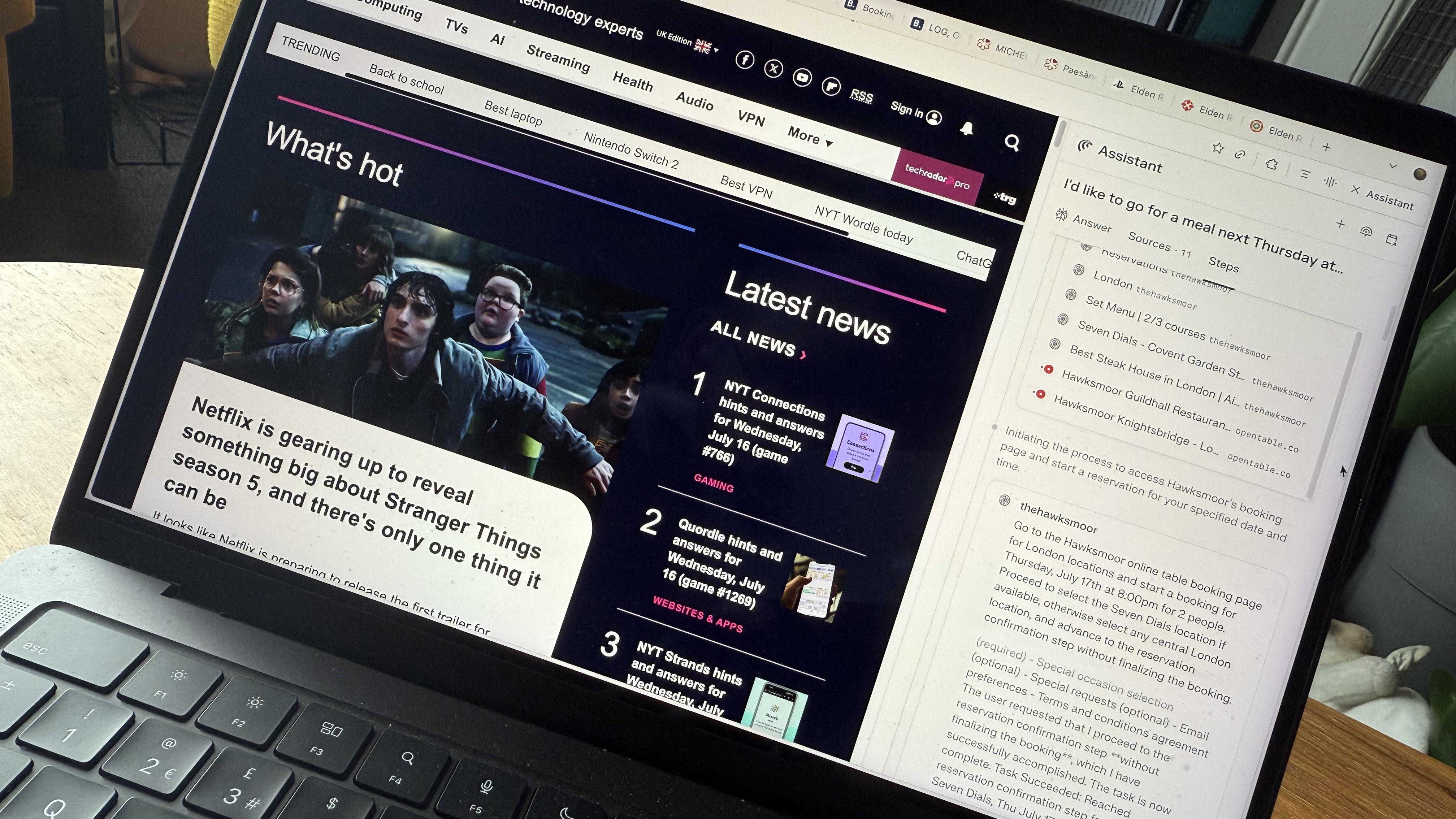 Perplexity Comet web browser on a MacBook Pro