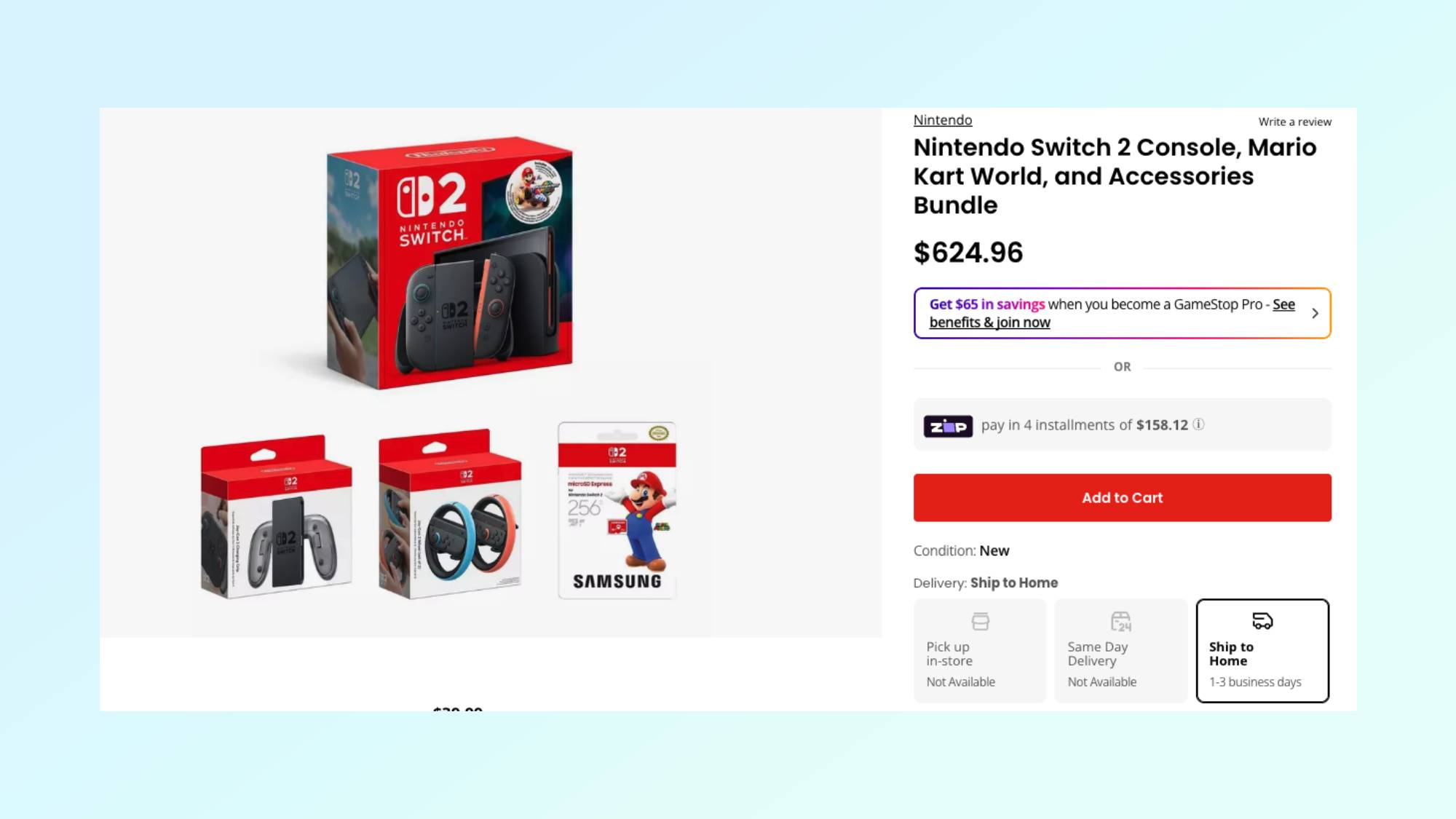 Switch 2 bundle on GameStop.com