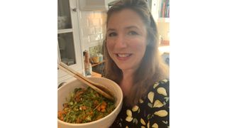 Author georgina fuller with a homemade TikTok salad