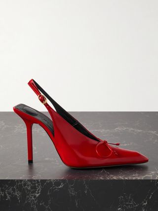 Cubisto Bow-Detailed Leather Slingback Pumps