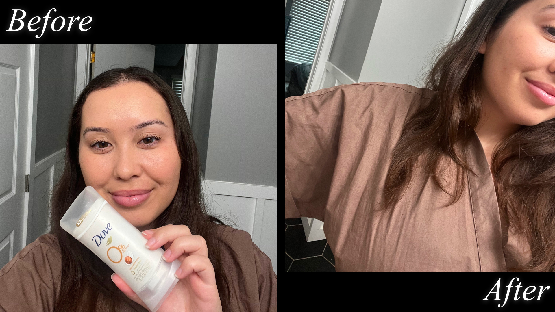 Catharine Malzahn before and after testing Dove 0% aluminum deodorant.
