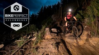 A mountain bike rider at night