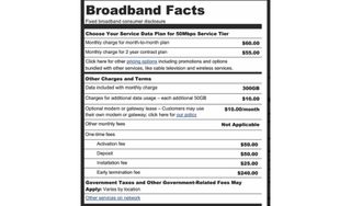 Broadband 'Nutrition' label