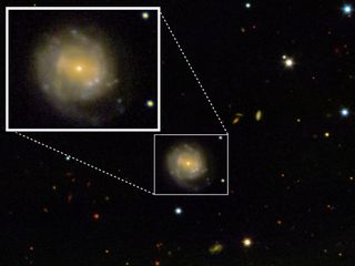 An image of AT2018cow and its host galaxy obtained on Aug. 17, 2018 using a Keck Observatory instrument called the Deep Imaging and Multi-Object Spectrograph.