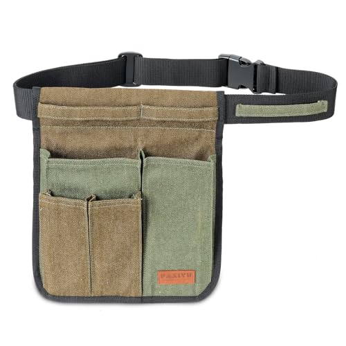 Paxiyu Garden Tool Belt for Men & Women, Denim Slim 4-Pocket Adjustable Garden Apron - Lightweight Utility Belt for Gardening, Diy, Carpenter, Painting, Seamstress, and Crafting Tool Pouch (green)