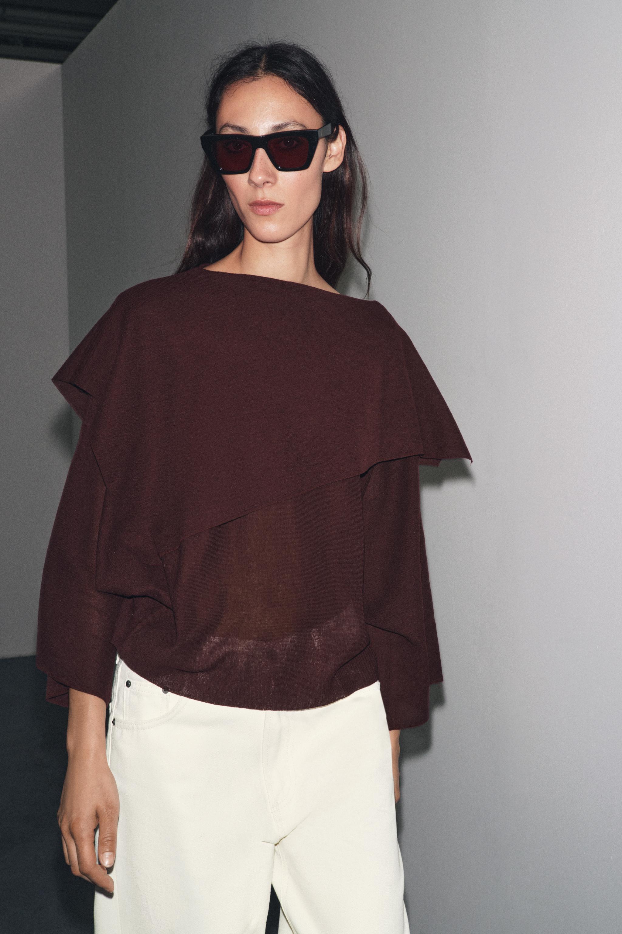 Plain Knit Cape Sweater