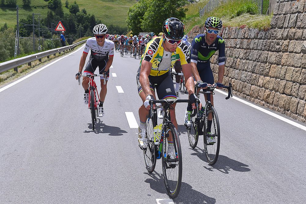 Peter Sagan in yellow during stage 5 at the Tour de Suisse