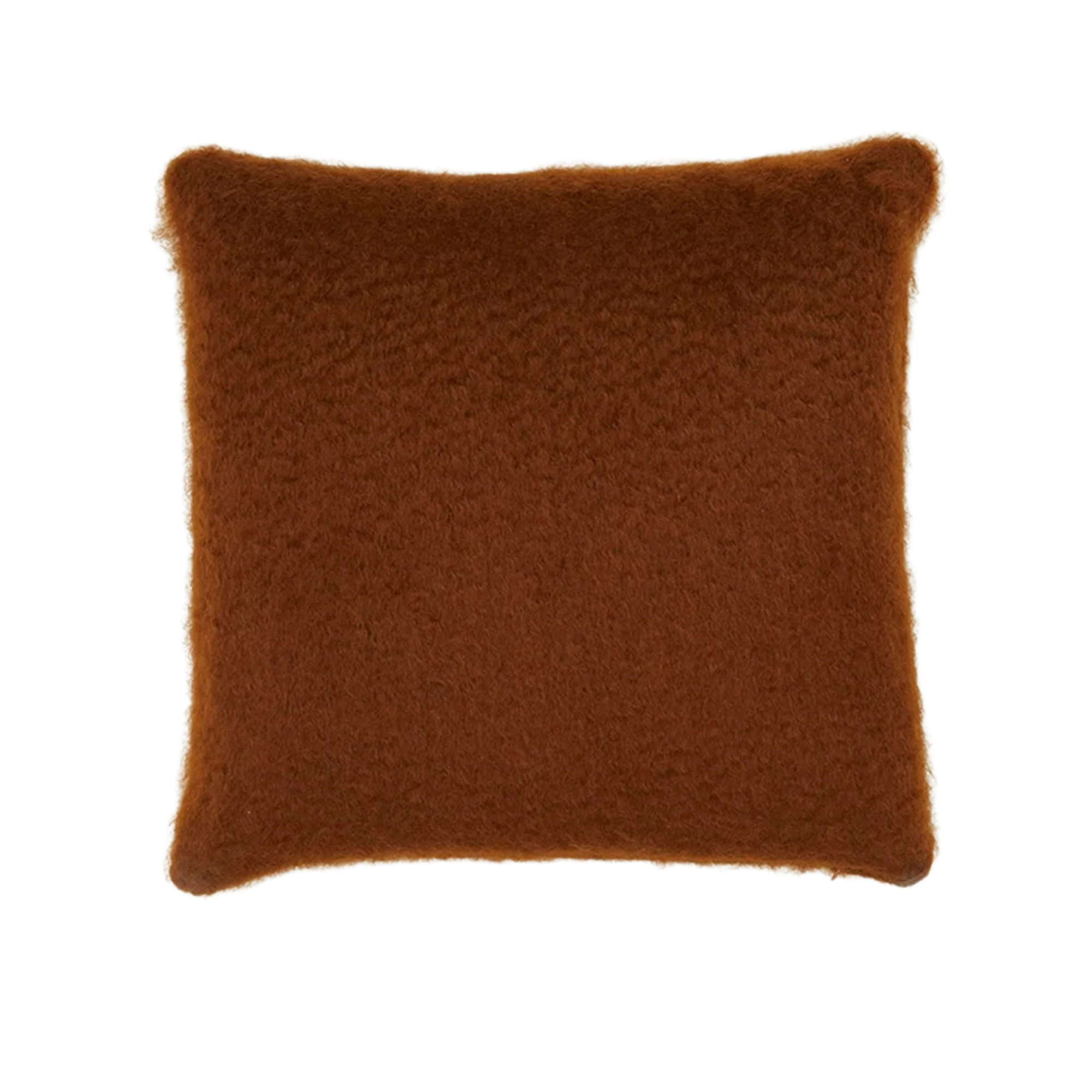 a burnt orange mohair pillow