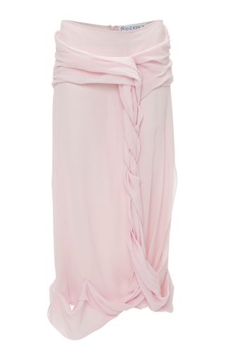 Draped Twisted Sheer-Crepe Maxi Skirt