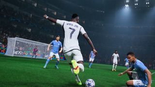 EA Sports FC 24 player kicking ball