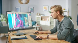 Man using desktop computer