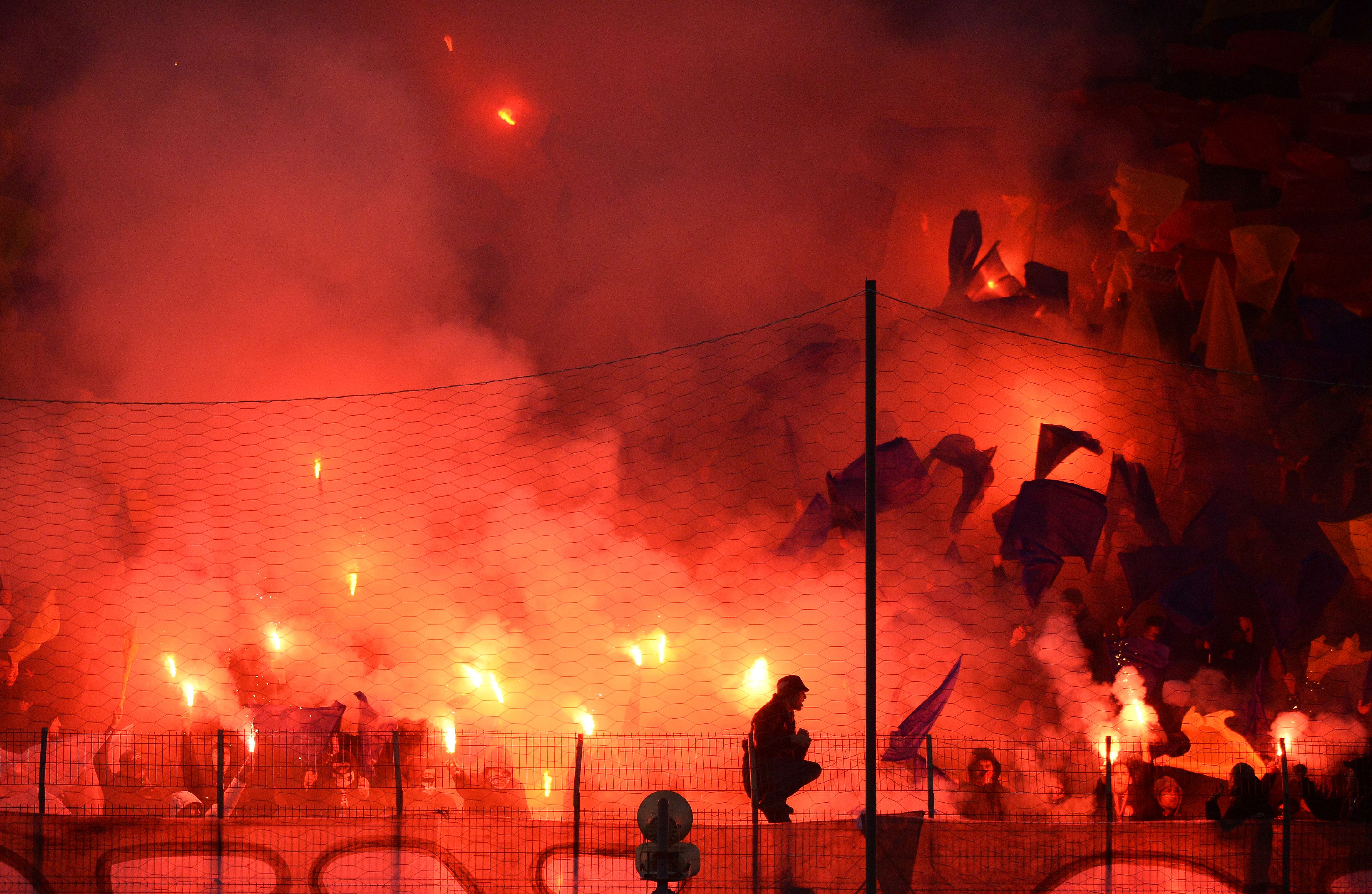 Steaua Bucharest fans ahead of a derby against Dinamo in March 2014.