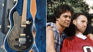 A 1996 Peavey EVH Wolfgang guitar (left), Eddie Van Halen poses with Jason Becker