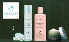 Liz Earle Logo placed over products of Liz Earle