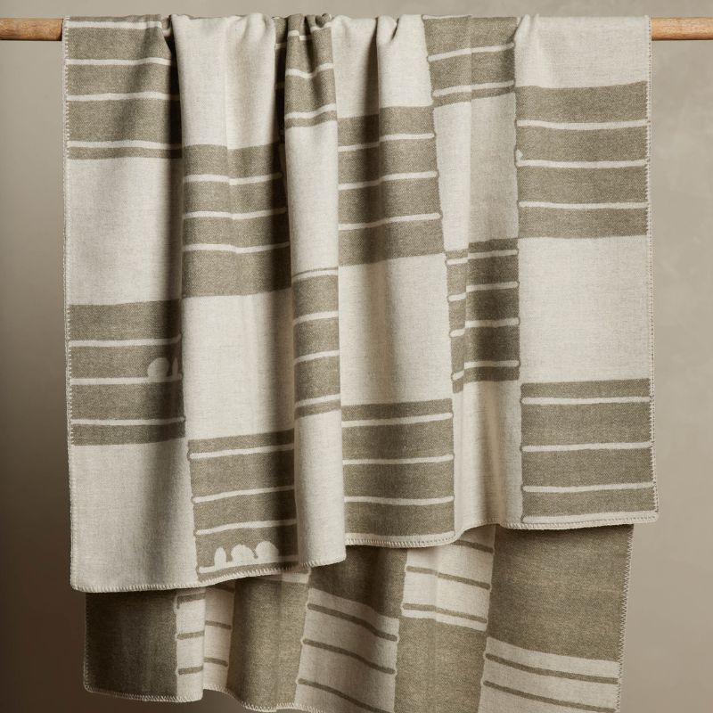 soft green checkered wool throw