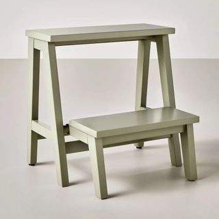 Wood Kitchen Step Stool Sage Green