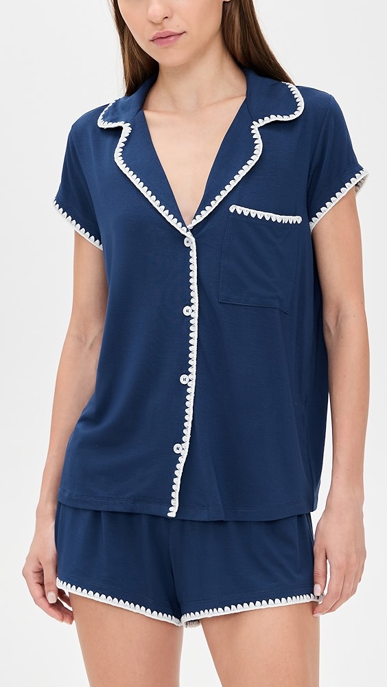 Eberjey the Frida Whip Stitch Short Pajama Set