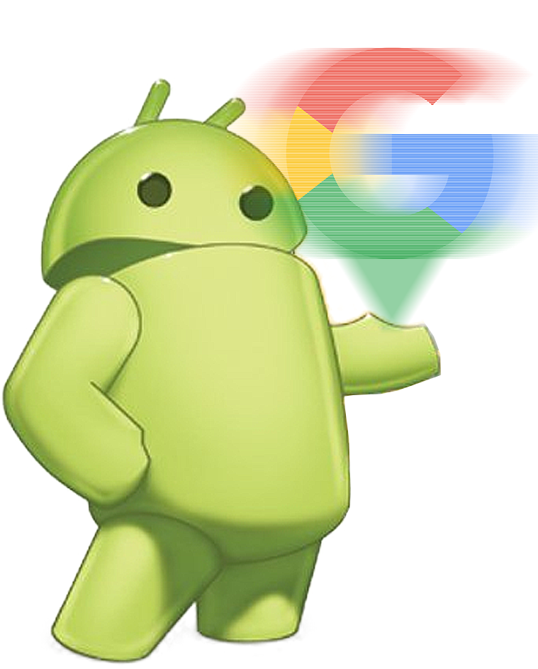 Lloyd d'Android Central avec une projection avec un logo Google