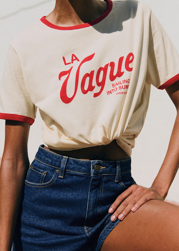 La Vague T-Shirt - Cream and Red - Organic Cotton - Organic Textile - S&amp;eacute;zane