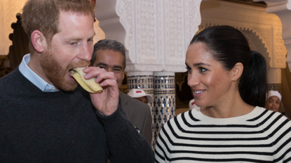 Prince Harry, Duke of Sussex and Meghan, Duchess of Sussex attend a cooking demonstration, where children from under-privileged backgrounds learn traditional Moroccan recipes from one of Morocco’s foremost chefs, at the Villa des Ambassadors on February 25, 2019 in Rabat, Morocco.