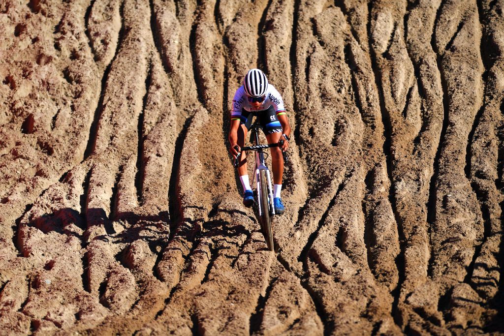 ZONHOVEN BELGIUM OCTOBER 24 Ceylin Del Carmen Alvarado of The Netherlands and Team Alpecin Fenix competes during the 25th Zonhoven UCI CycloCross Worldcup 2021 Womens Elite CXWorldCup UCIcyclocrossWC zonhoven on October 24 2021 in Zonhoven Belgium Photo by Luc ClaessenGetty Images