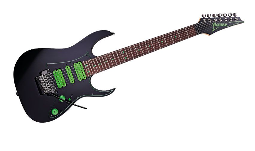 The UV70P purposefully recalls Steve Vai's fan-favourite seven-string 'The Green Dot'
