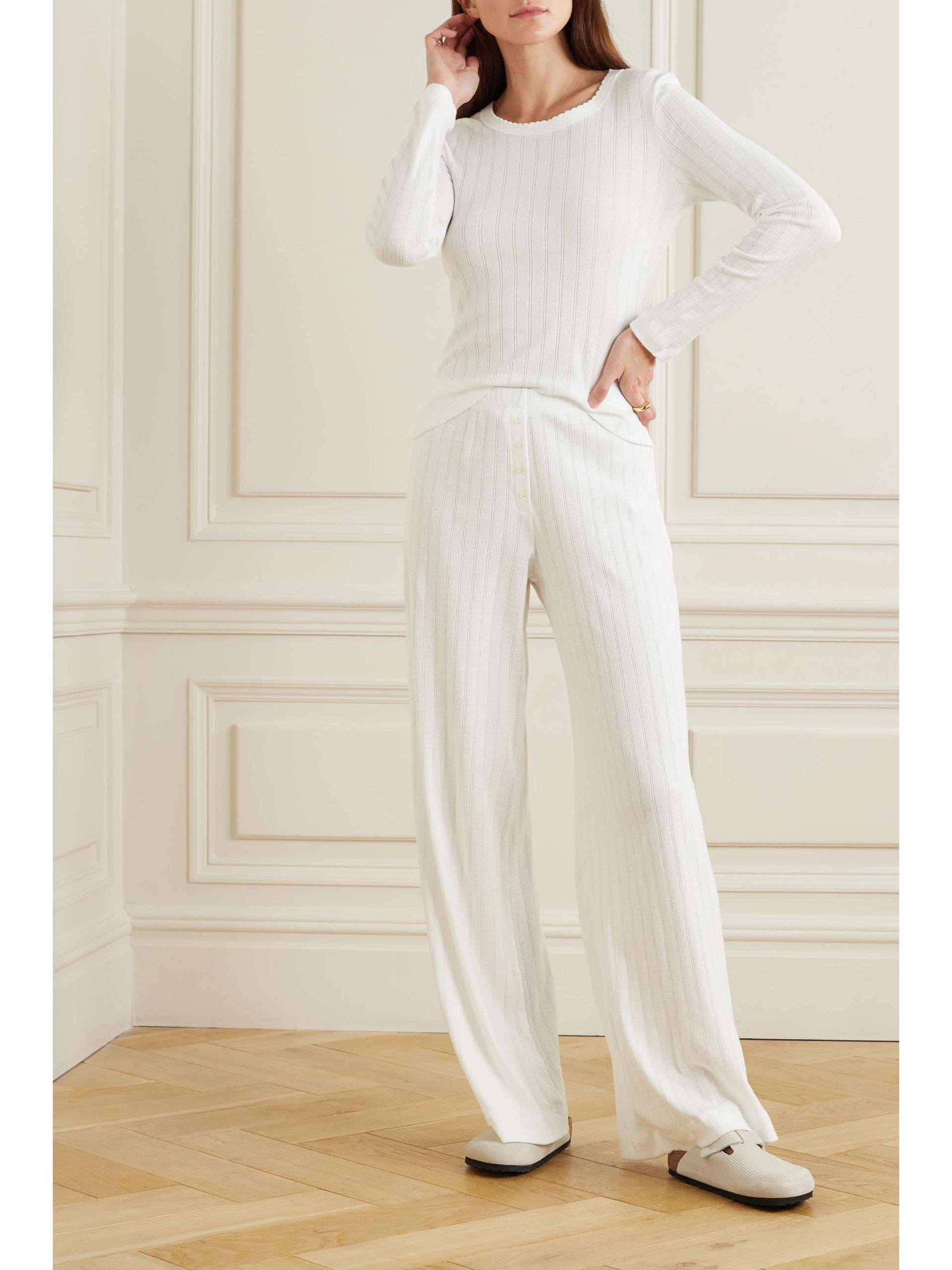Pointelle-Knit Cotton-Jersey Top