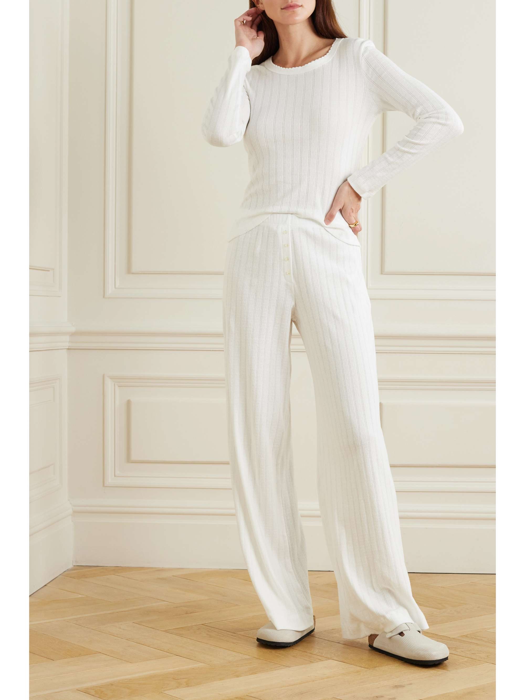 Pointelle-Knit Cotton-Jersey Top