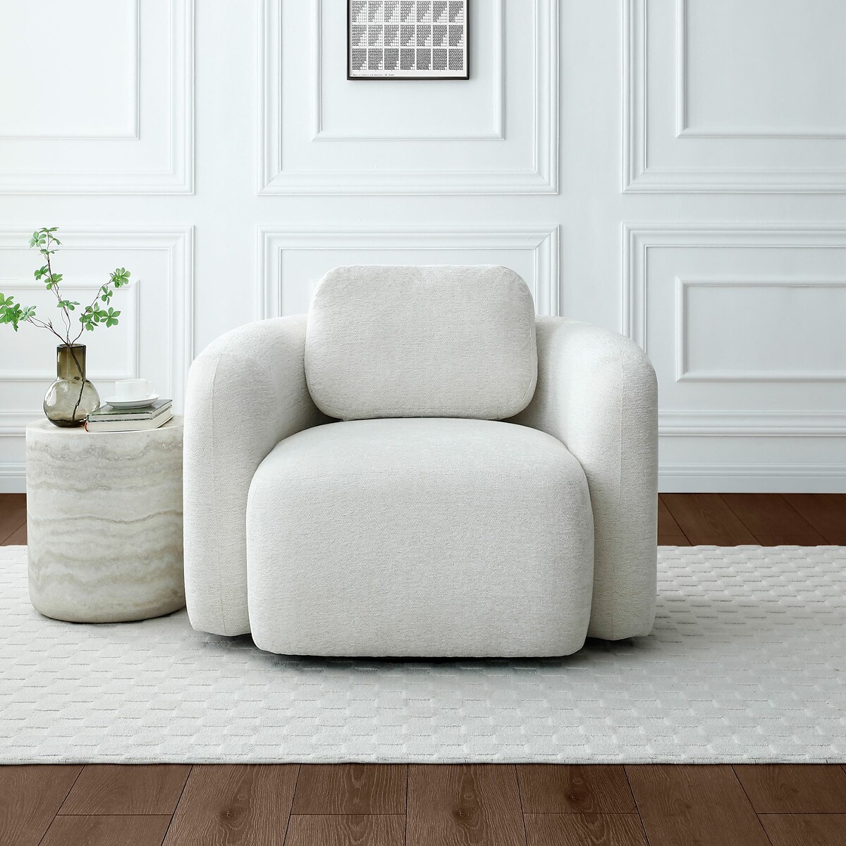 Muse Distressed Chenille Swivel Chair
