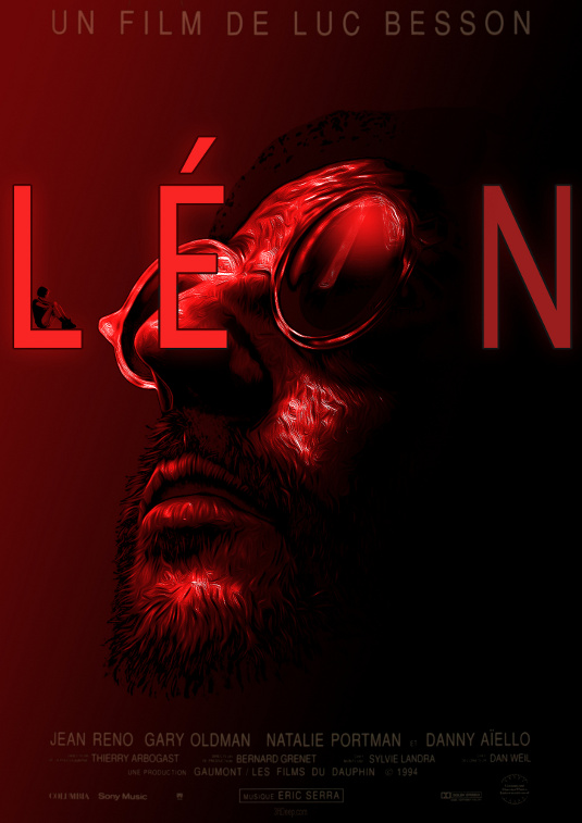 e love the simplicity and colour scheme of this Léon poster