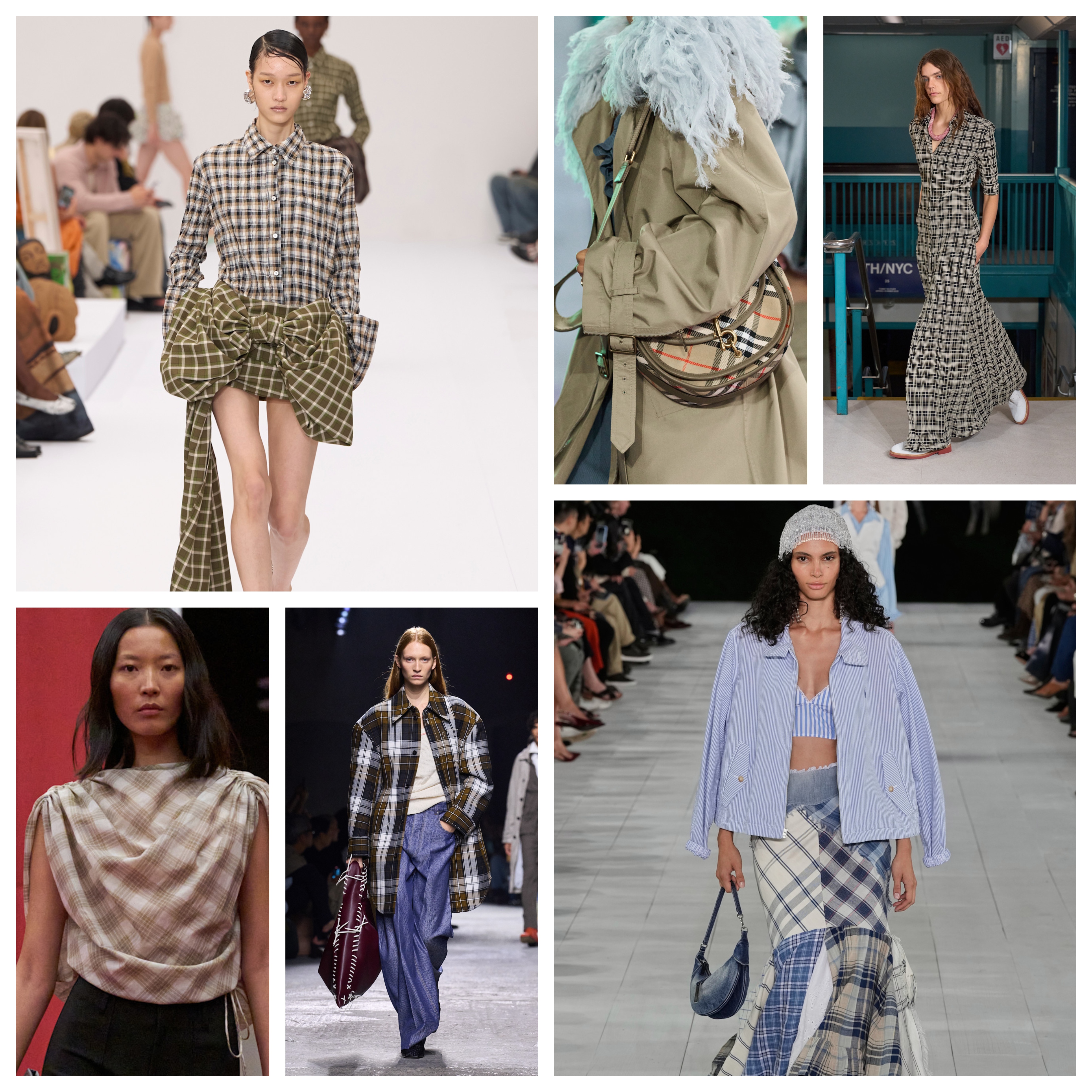 Spring 2025 runways of Acne Studios, Burberry, Tommy Hilfiger, Kallmeyer, Bottega Veneta, and Ralph Lauren.