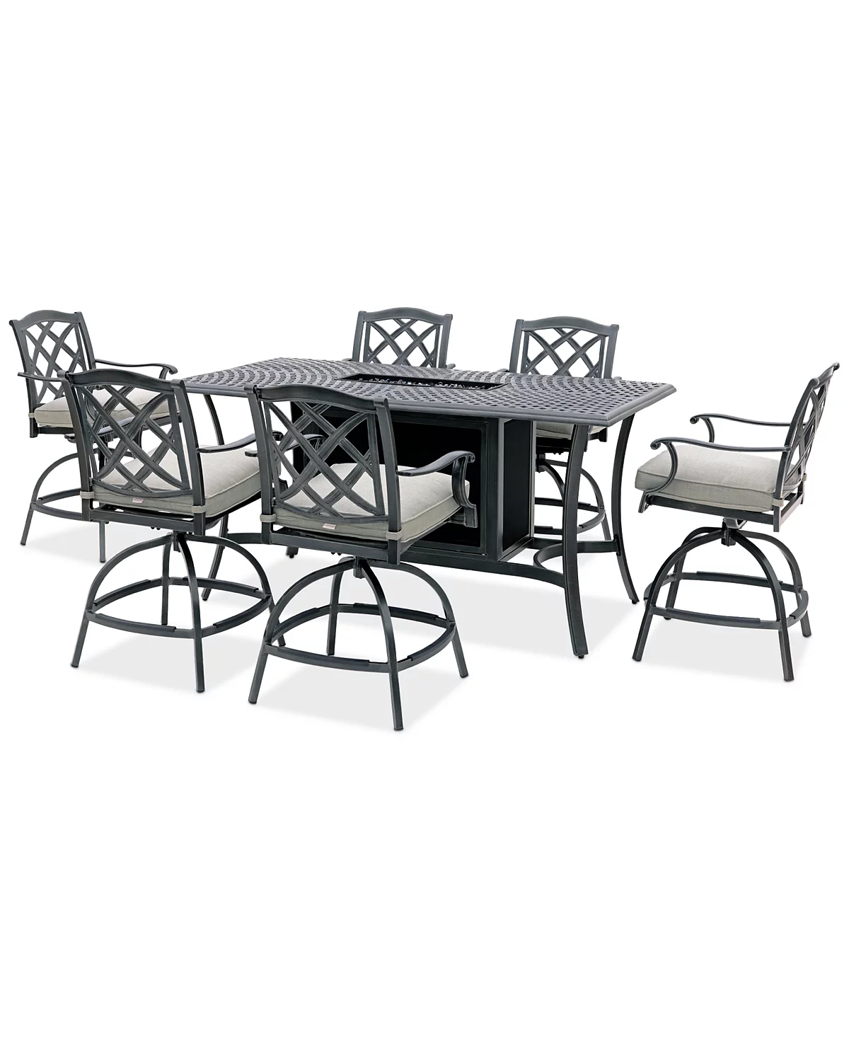 Wythburn 7-Pc. Outdoor Bar Height Fire Pit Chat Set, Created for Macys