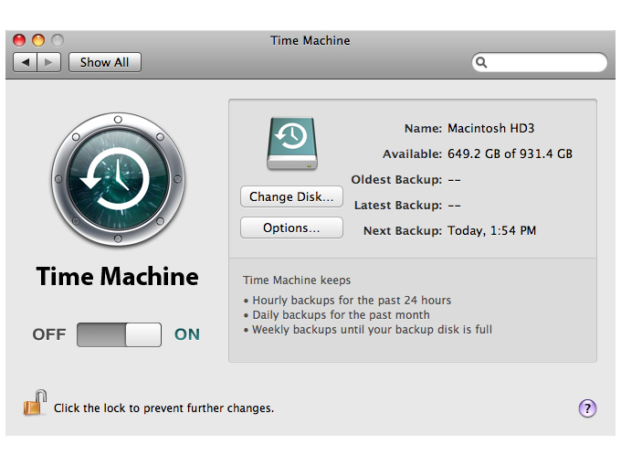 Как отключить time machine mac os