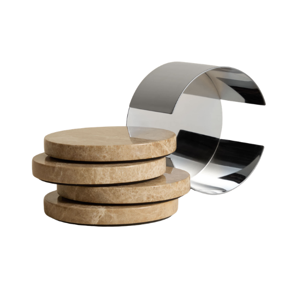 M&amp;amp;S, Set of 4 Stone Coasters With Holder