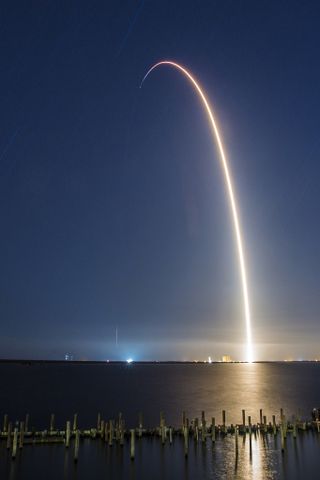 SpaceX's first Block 5 Falcon 9 rocket launches the Indonesian communications satellite Merah Putih into space from Cape Canaveral Air Force Station, Florida on Aug. 7, 2018. The rocket launched the Merah Putih communications satellite into orbit for Telk