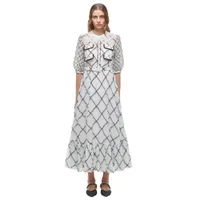 Self-Portrait Monochrome Check Chiffon Midi Dress, was £350 now £250 | Self-Portrait