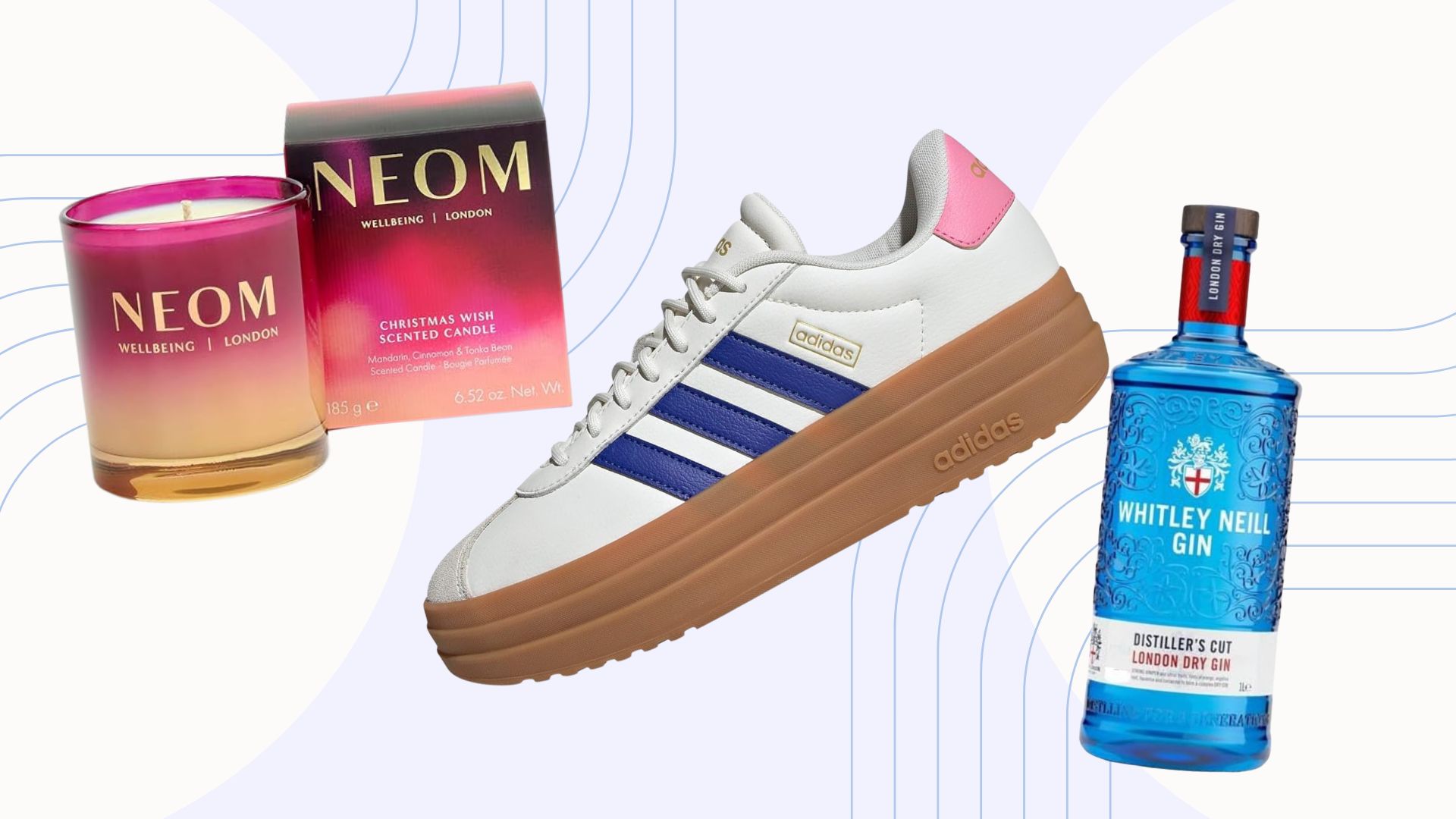 A pair of Adidas trainers, a bottle of Whitley Neill gin, and a Neom Christmas candle &ndash; all on offer during Amazon's Spring Deal Days 2026 sale