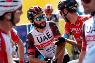 KRAKOW POLAND AUGUST 15 Fernando Gaviria Rendon of Colombia and UAE Team Emirates prior to the 78th Tour de Pologne 2021 Stage 7 a 145km stage from Zabrze to Krakw TourdePologne TDP2021 UCIWT on August 15 2021 in Krakow Poland Photo by Bas CzerwinskiGetty Images
